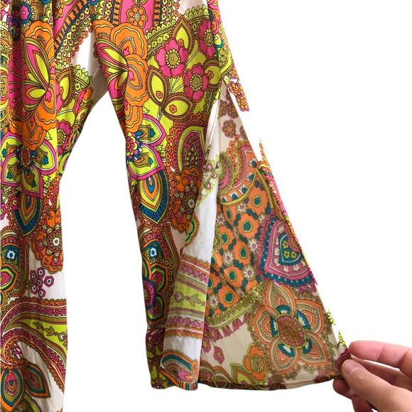 Milly Retro 70's Disco Vibrant Paisley Silk Chain Mini Dress Size XS - Picture 3 of 6